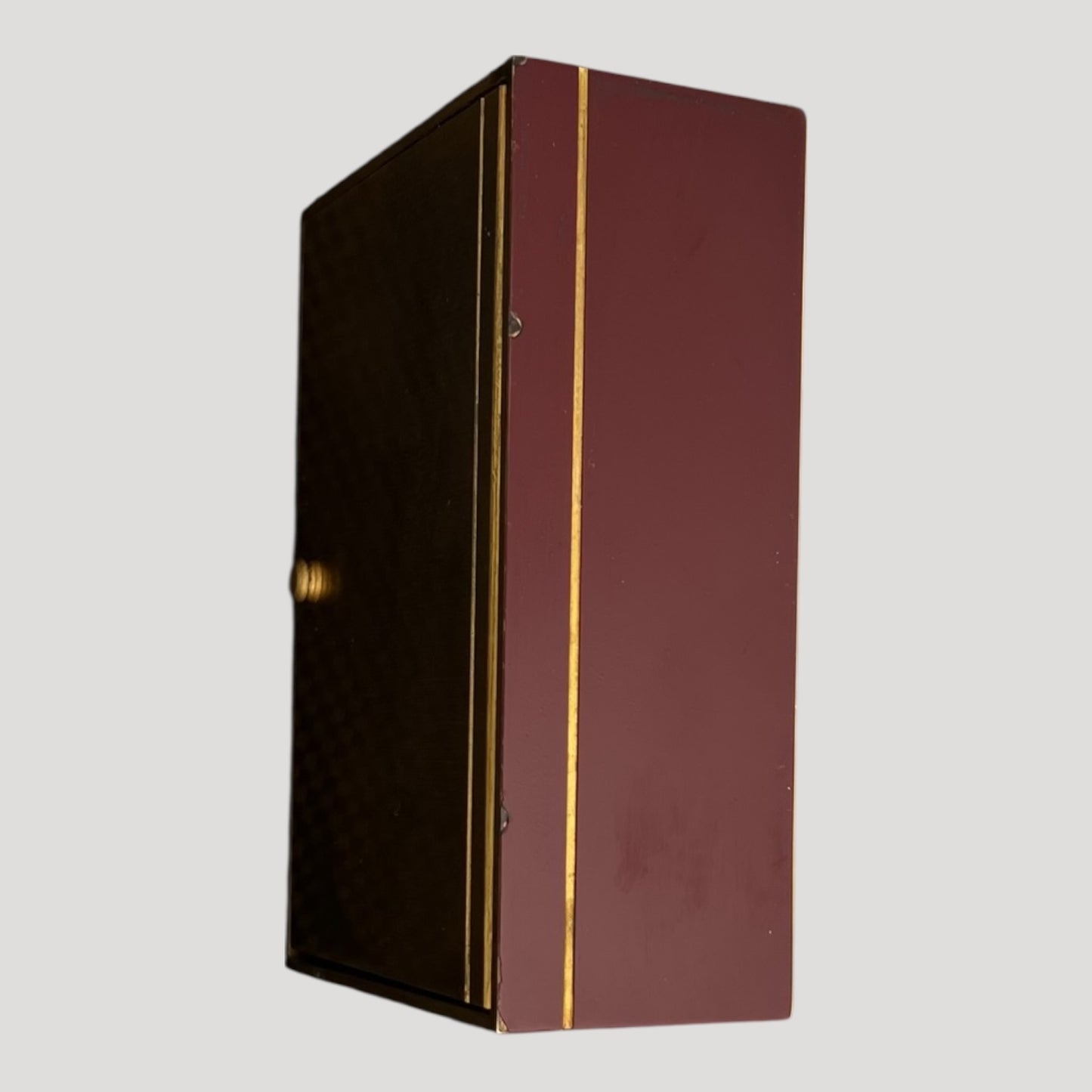 Hermès Art Deco Gilt brass and burgundy painted brass desk clock / horloge