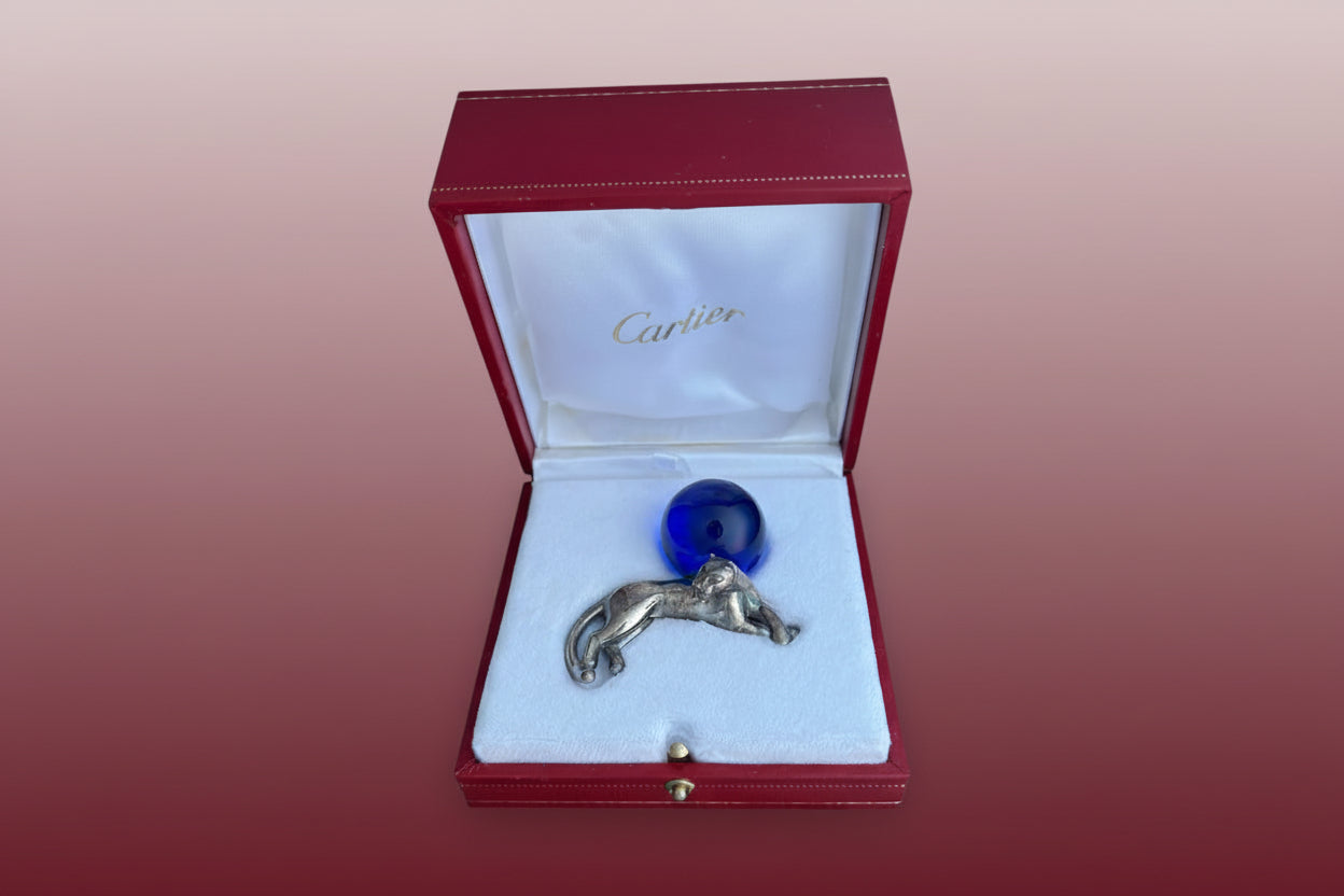 Cartier Rare Silver Panthère Paperweight / Presse Papier / Briefbeschwerer