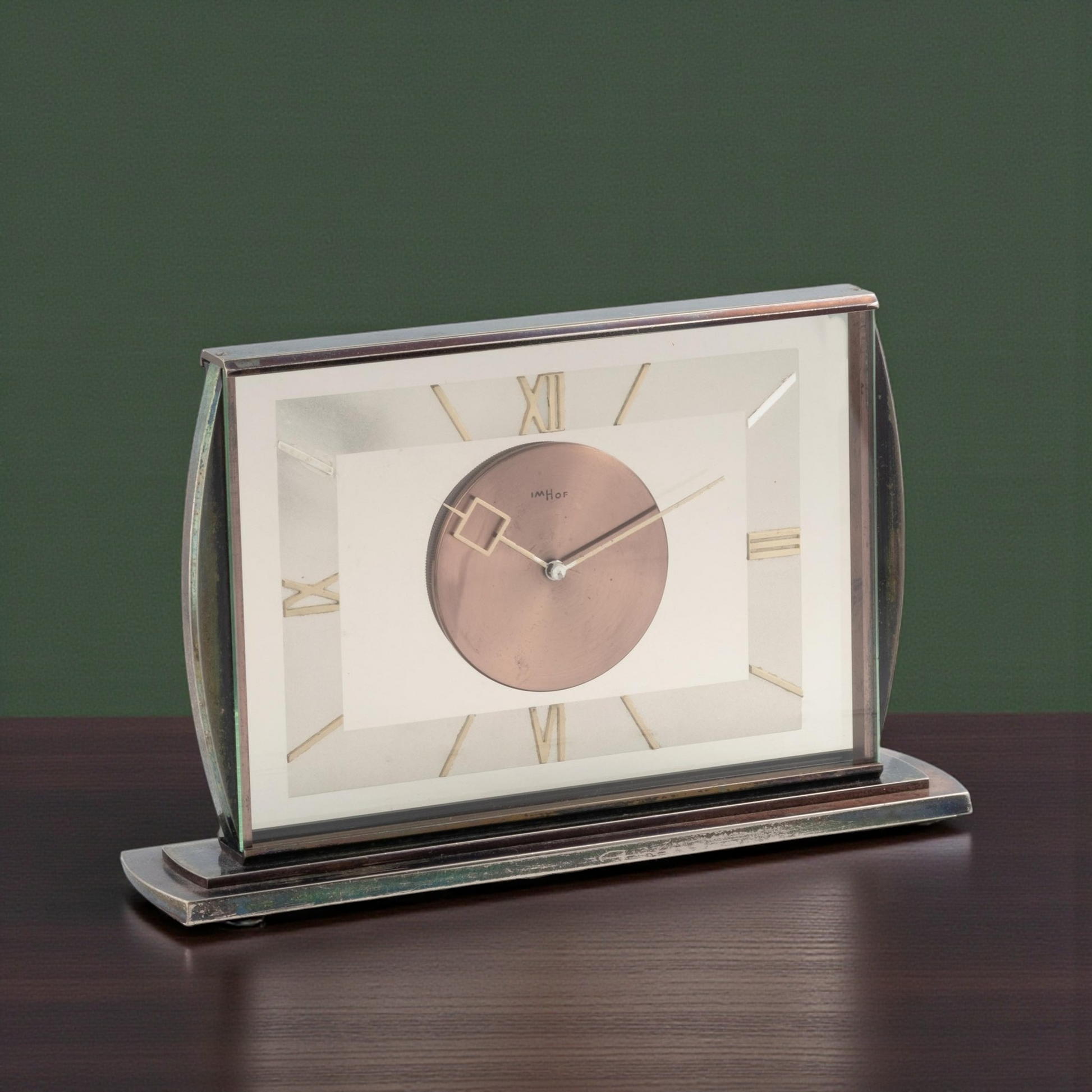 Imhof Swiss Art Deco Desk Clock / Horloge Rare