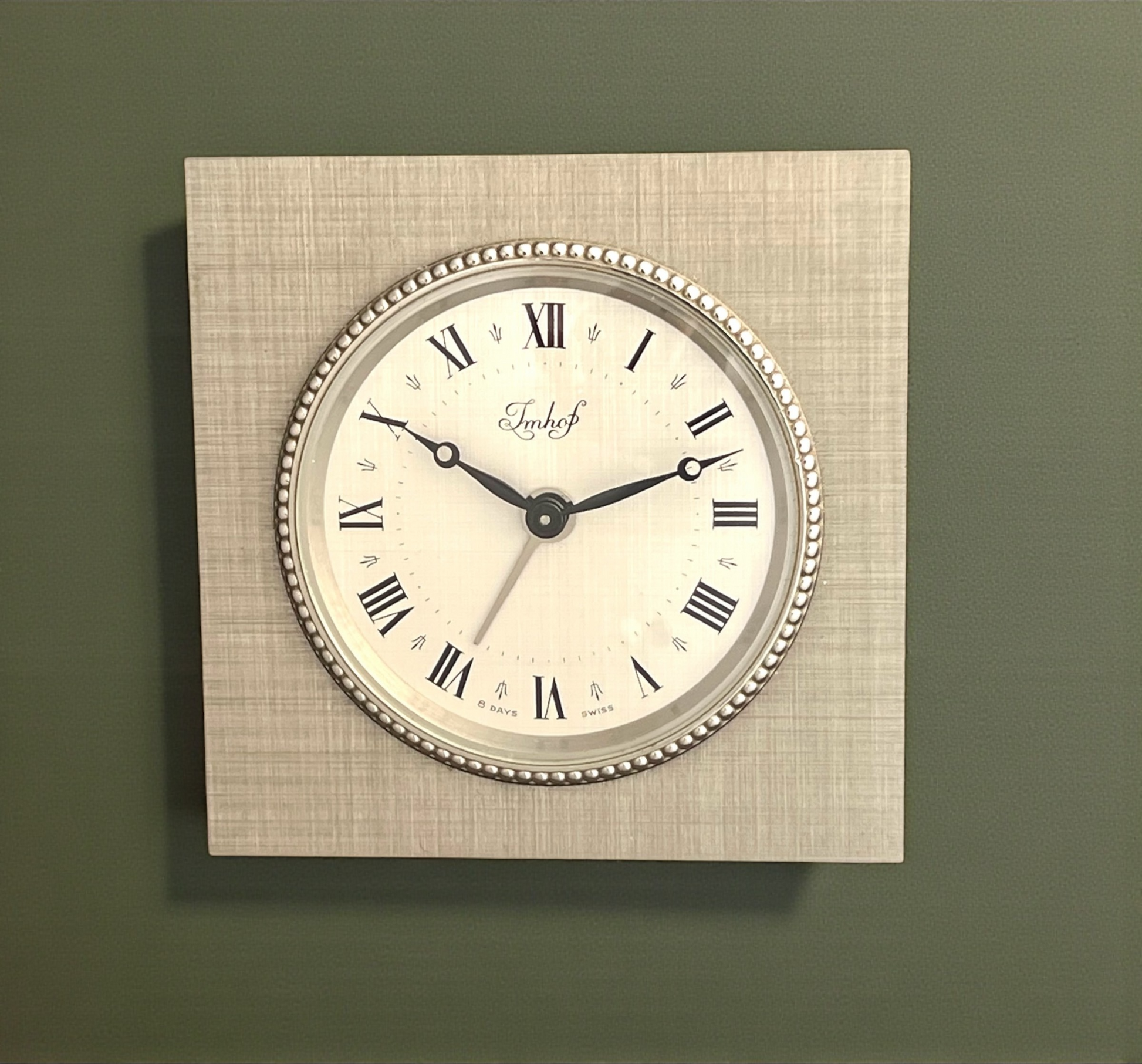 Imhof Swiss Square Silvered Desk Clock / Horloge