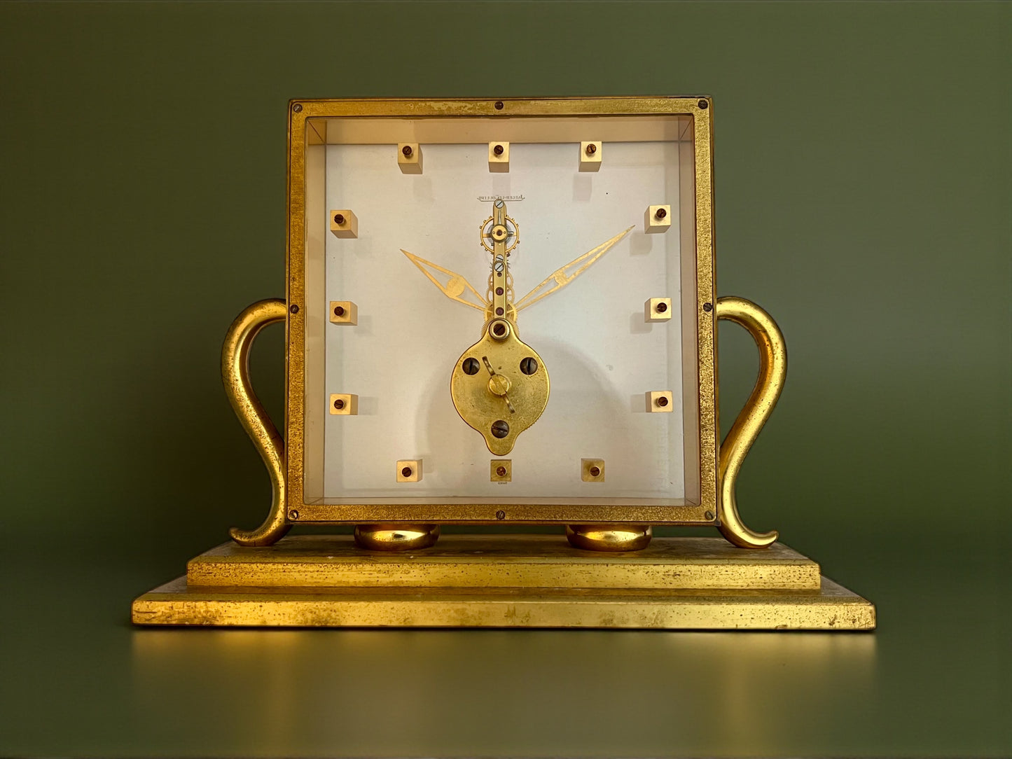 Jaeger-LeCoultre Artwork 'Baguette' Desk Clock 1950' Rare