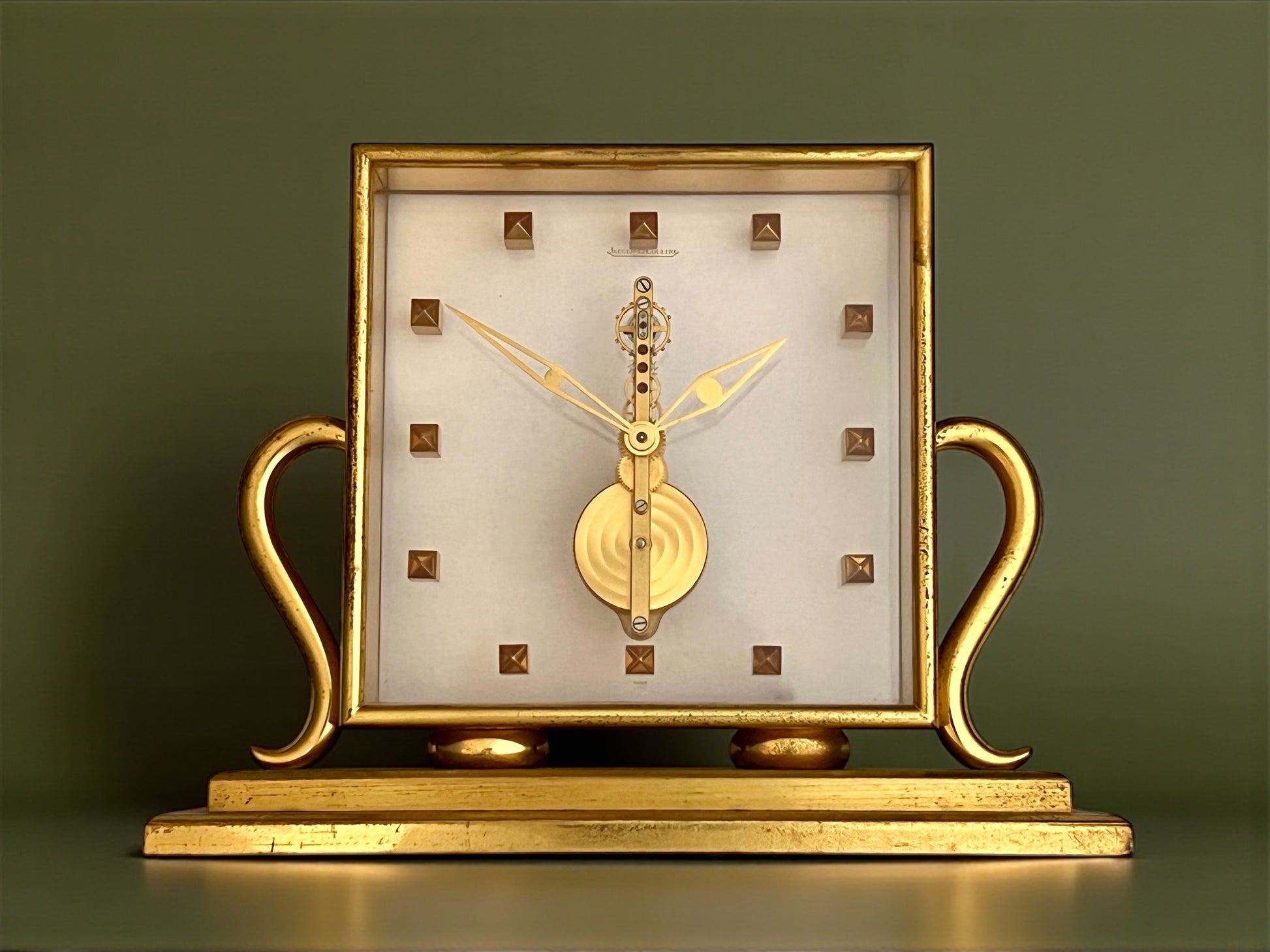 Jaeger-LeCoultre Artwork 'Baguette' Desk Clock 1950' Rare