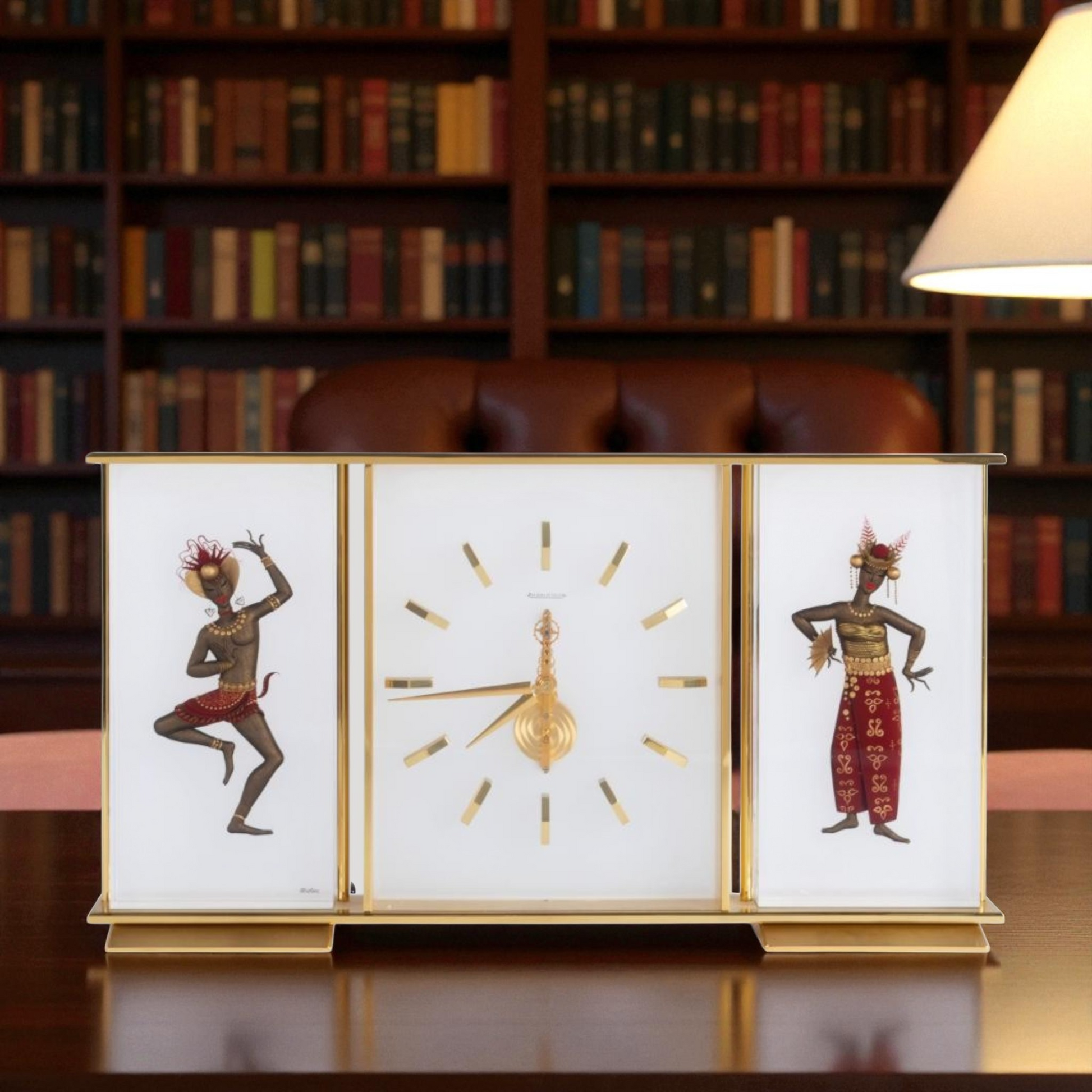 Jaeger-LeCoultre Important Oversized Marina 8 days Artwork Desk Clock 20th c Rare