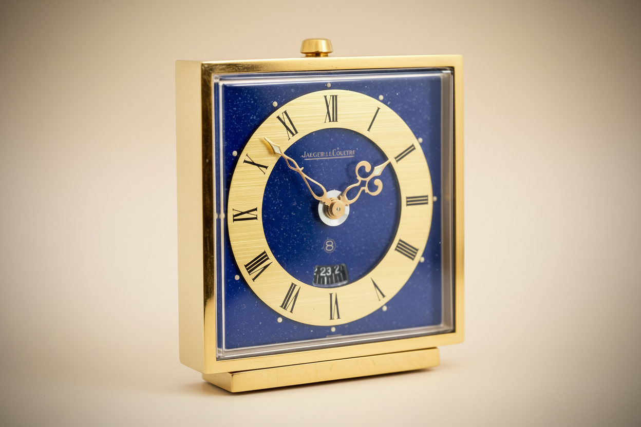 Jaeger-LeCoultre Lapis Lazuli 8 Days Alarm Table Clock/ Horloge de table 1960' & Certificate
