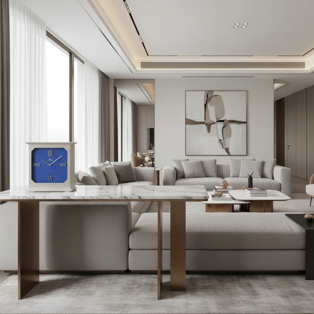 Jaeger-LeCoultre Rare Lapis Lazuli Big Table Desk Clock Tischuhr Horloge in its original box ca 1970',decoration maison, gift, james edition, Gulf News, Khaleej Times, Al Khaleej, Al Bayan, Luxe Gulf,Asharq Al-Awsat, Arab News, Hia,Arrajol, Al Rai, Annahar