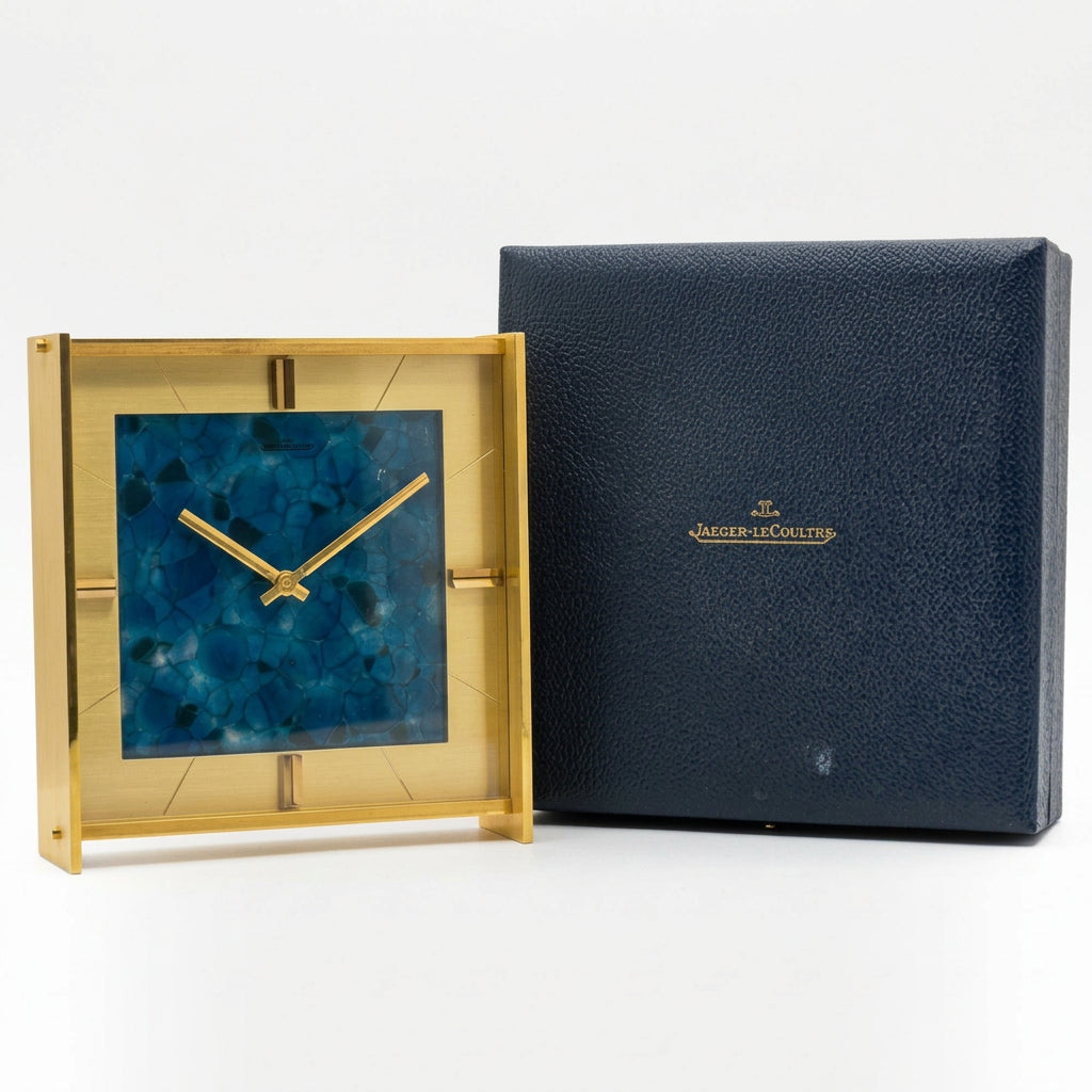 Jaeger-LeCoultre Table Clock Horloge Pendule 1960' Blue Dial Very Rare
