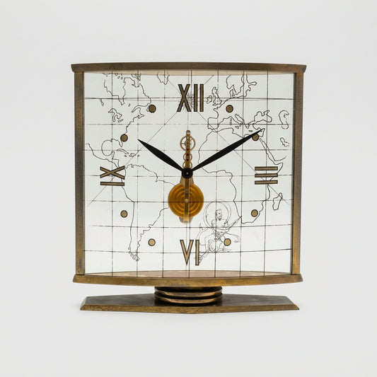 Jaeger-LeCoultre Table Clock Horloge Pendule Geographic 8 Days Rare