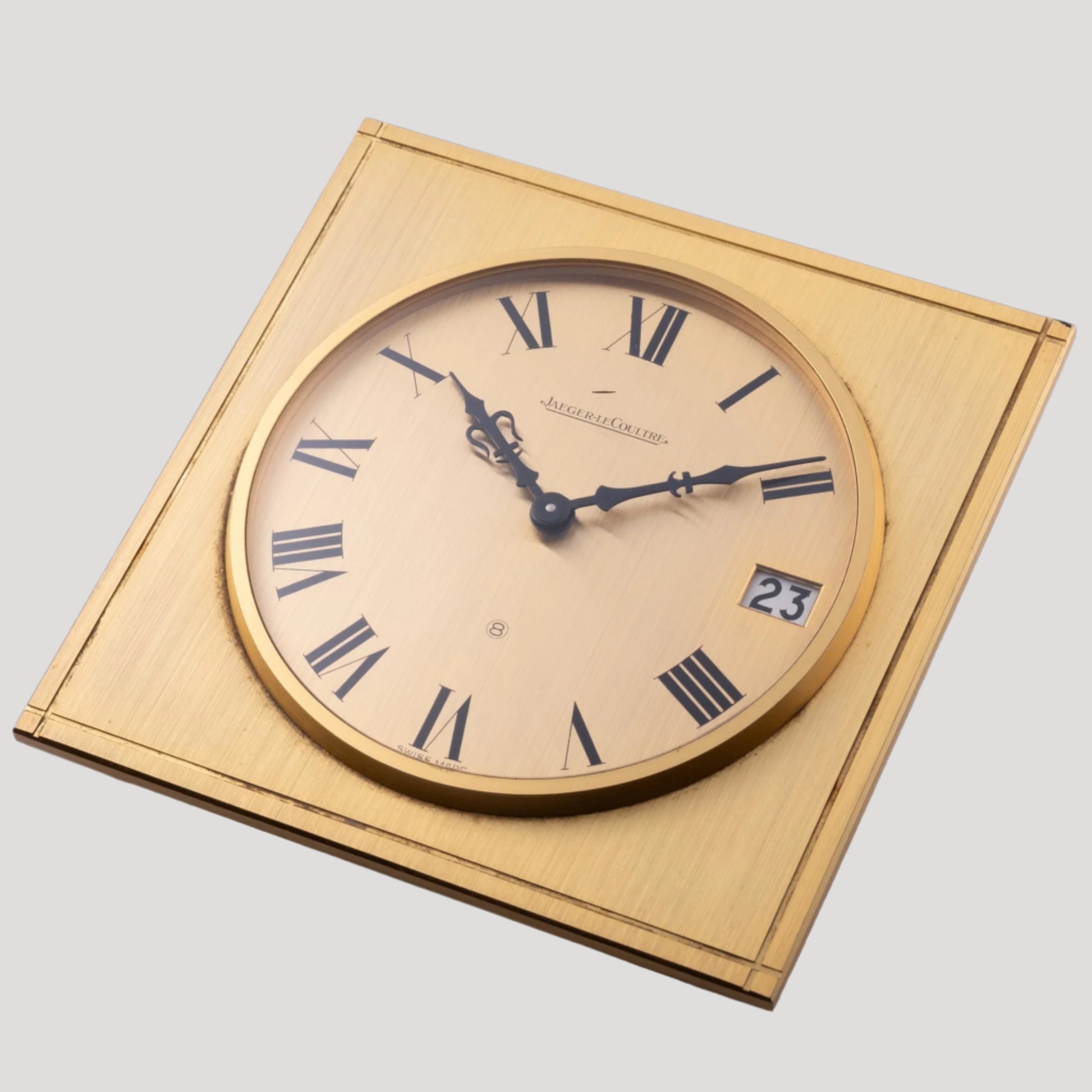 Jaeger-LeCoultre Vintage brass manual wind 8 day going desk clock