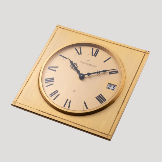 Jaeger-LeCoultre Vintage brass manual wind 8 day going desk clock