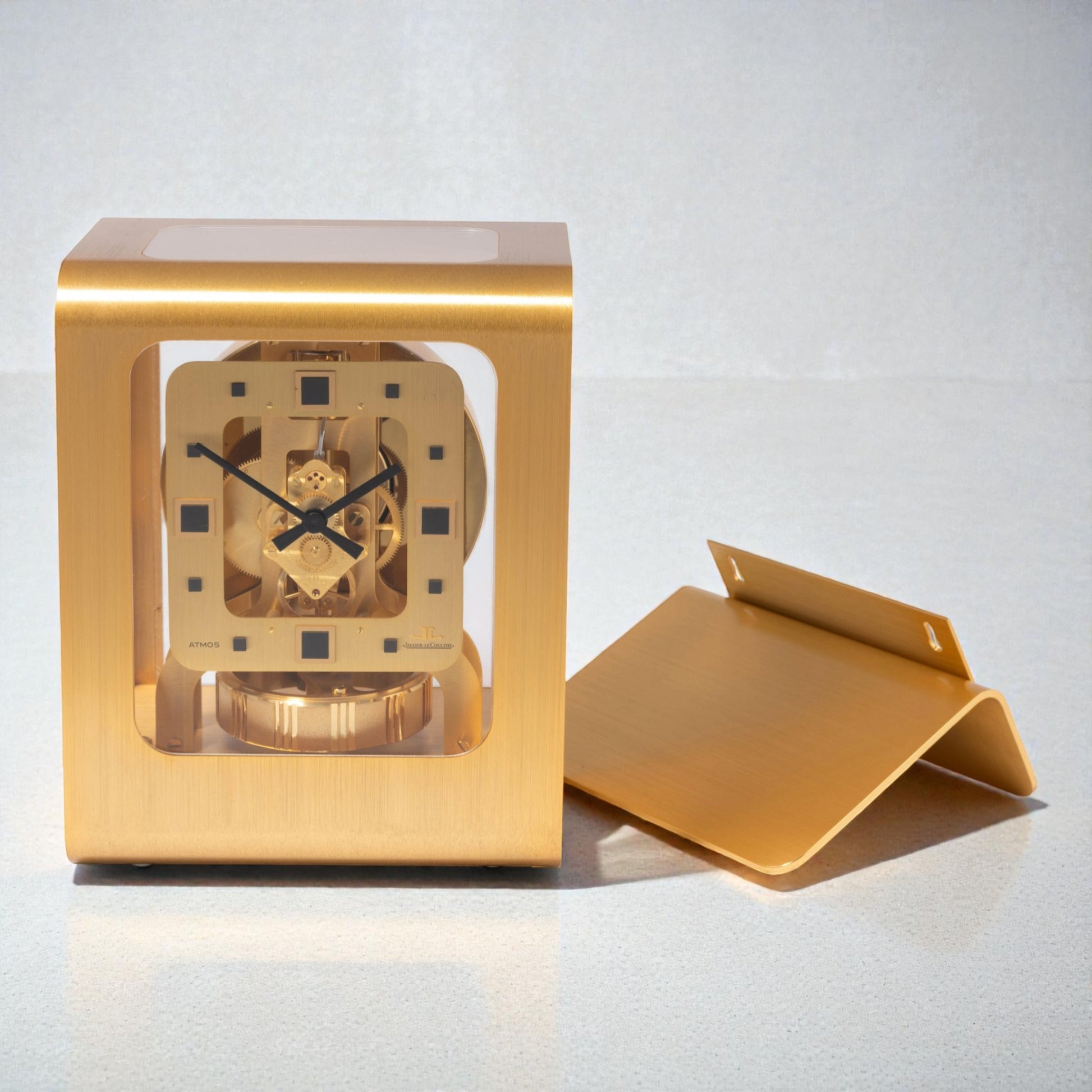 Jaeger LeCoultre by Luigi Colani Gilt Brass Desk Clock Horloge Tischuhr ca 1980'
