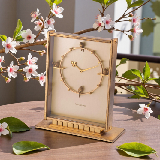 Jaeger-LeCoultre 8 Days 'Birds' Desk Clock ca 1950''Rare