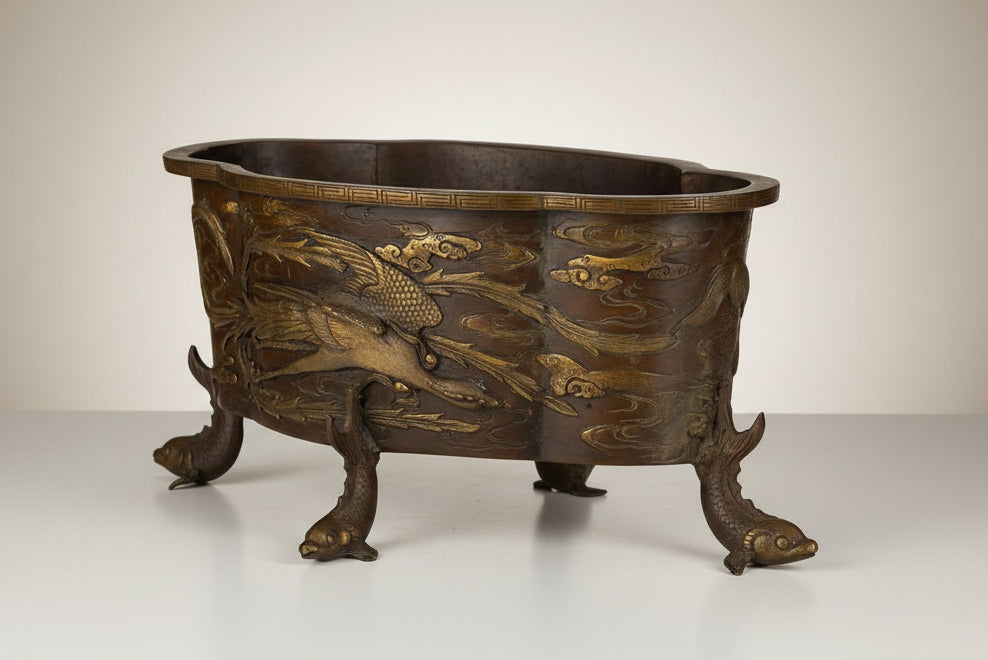 Japan 1900' Important Patinated Bronze Jardiniere