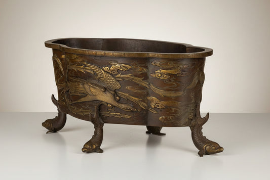 Japan 1900' Important Patinated Bronze Jardiniere