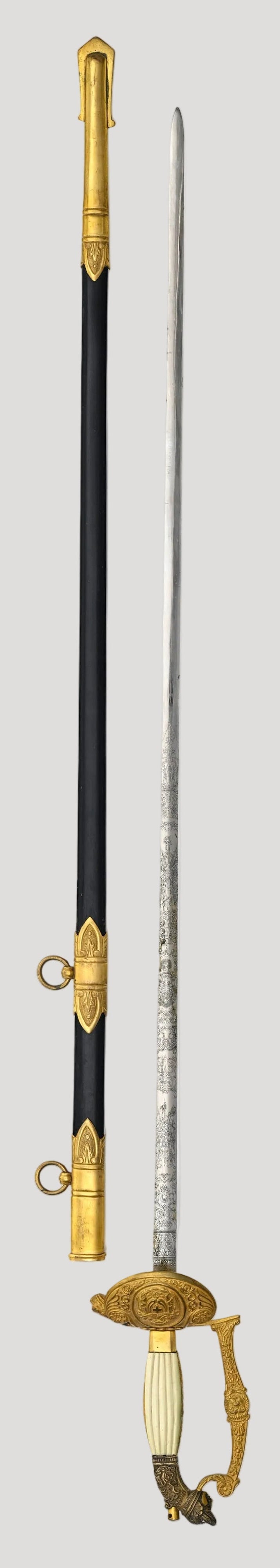 Kingdom of Italy, ceremonial sword circa 1930 with Savoy Crown symbols