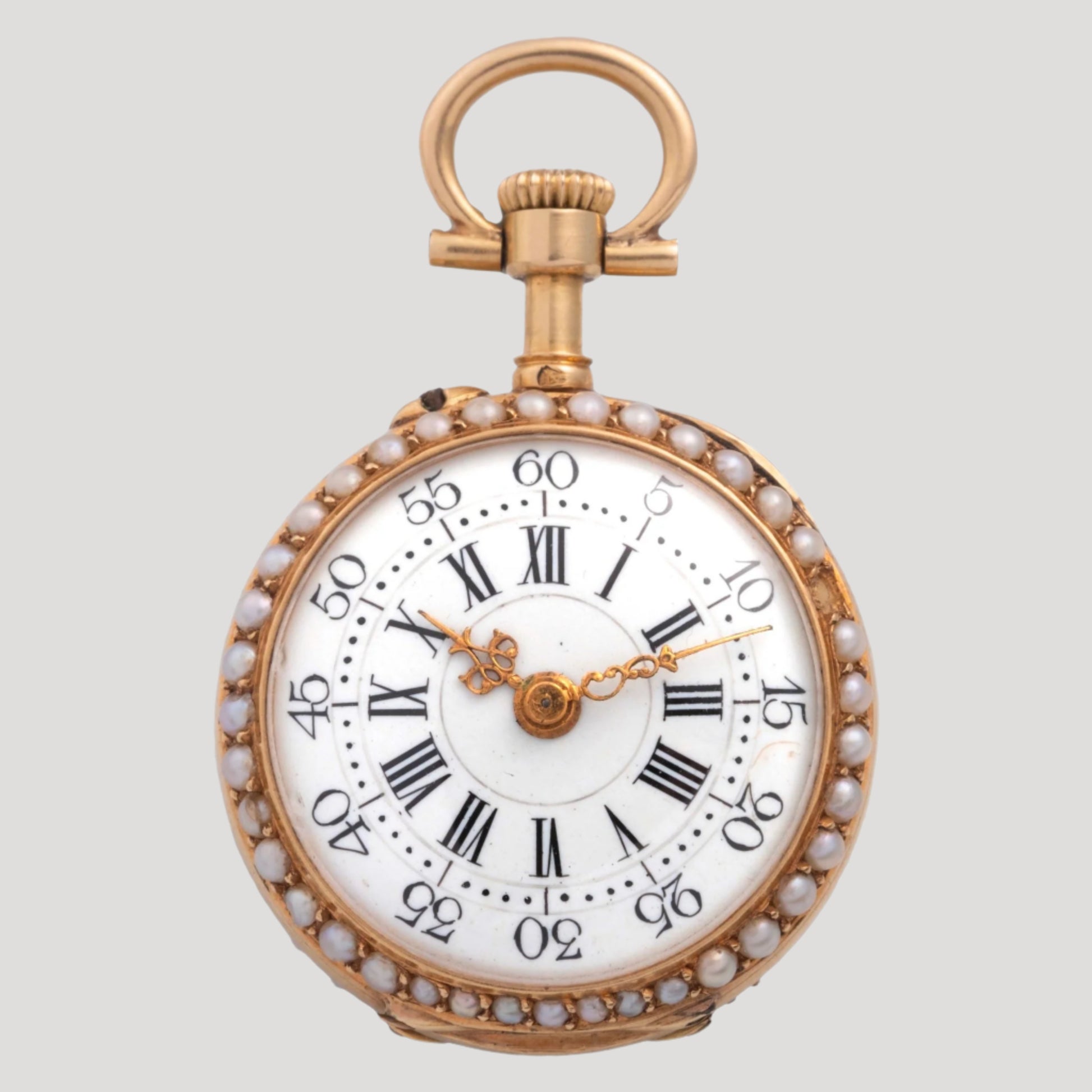 LeCoultre 18k Gold enameled with pearls open-face pocket watch 1890'