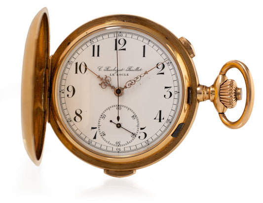 Le Phare (C. BARBEZAT-BAILLOT) Gold Quarter Repeater on bells Chronograph Pocket Watch ca 1900