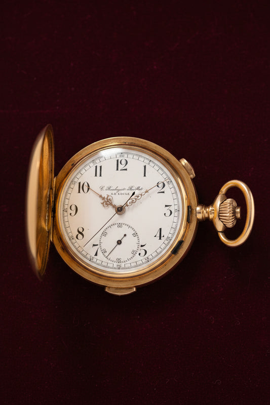 Le Phare (C. BARBEZAT-BAILLOT) Gold Quarter Repeater Chronograph Pocket Watch ca 1900