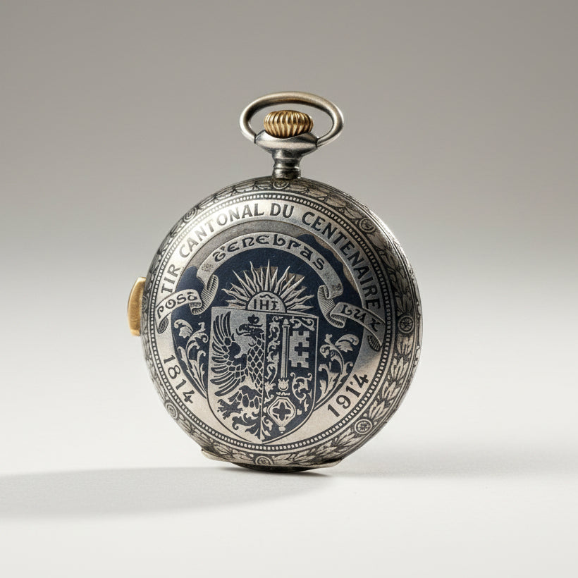 Le Phare (C. BARBEZAT-BAILLOT) Very Rare Vintage Silver Pocket Alarm Watch ca 1910'