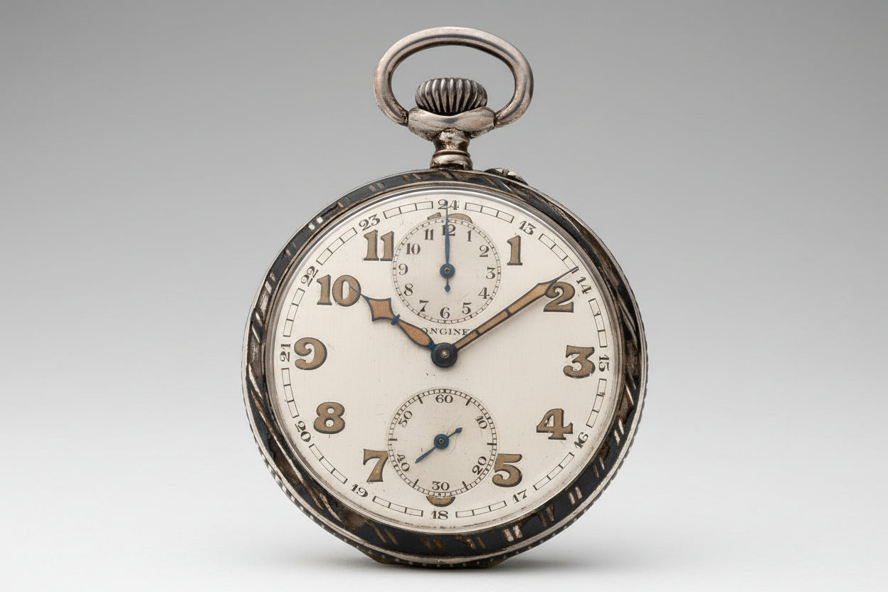 Longines  900 Massive Silver Art Deco Pocket Watch ca 1920'