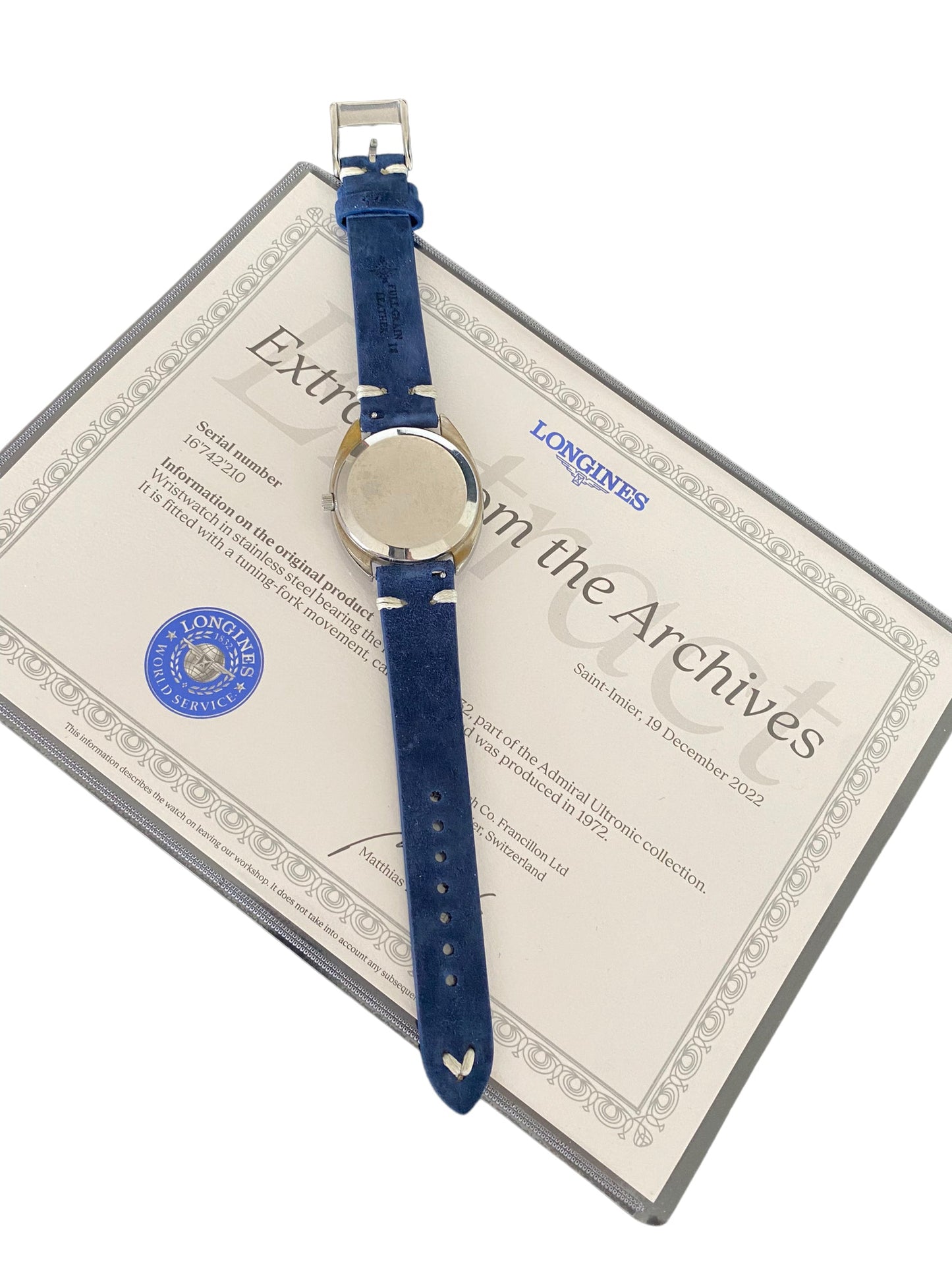 Longines Admiral Ultronic Vintage Ref. 2332 Blue Dial Archives extract