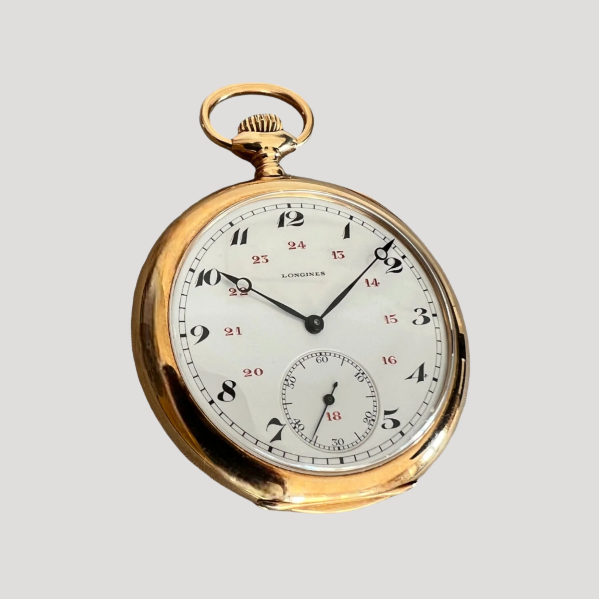 Longines massive 18k Gold Open Face Pocket Watch from 1919