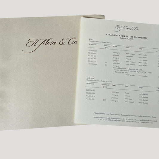 Moser & Cie Catalogue Book / Livre / Buch with Price List 2007