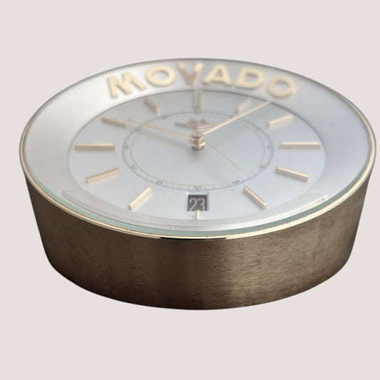Movado Rare Swiss Gilt Brass Desk Clock