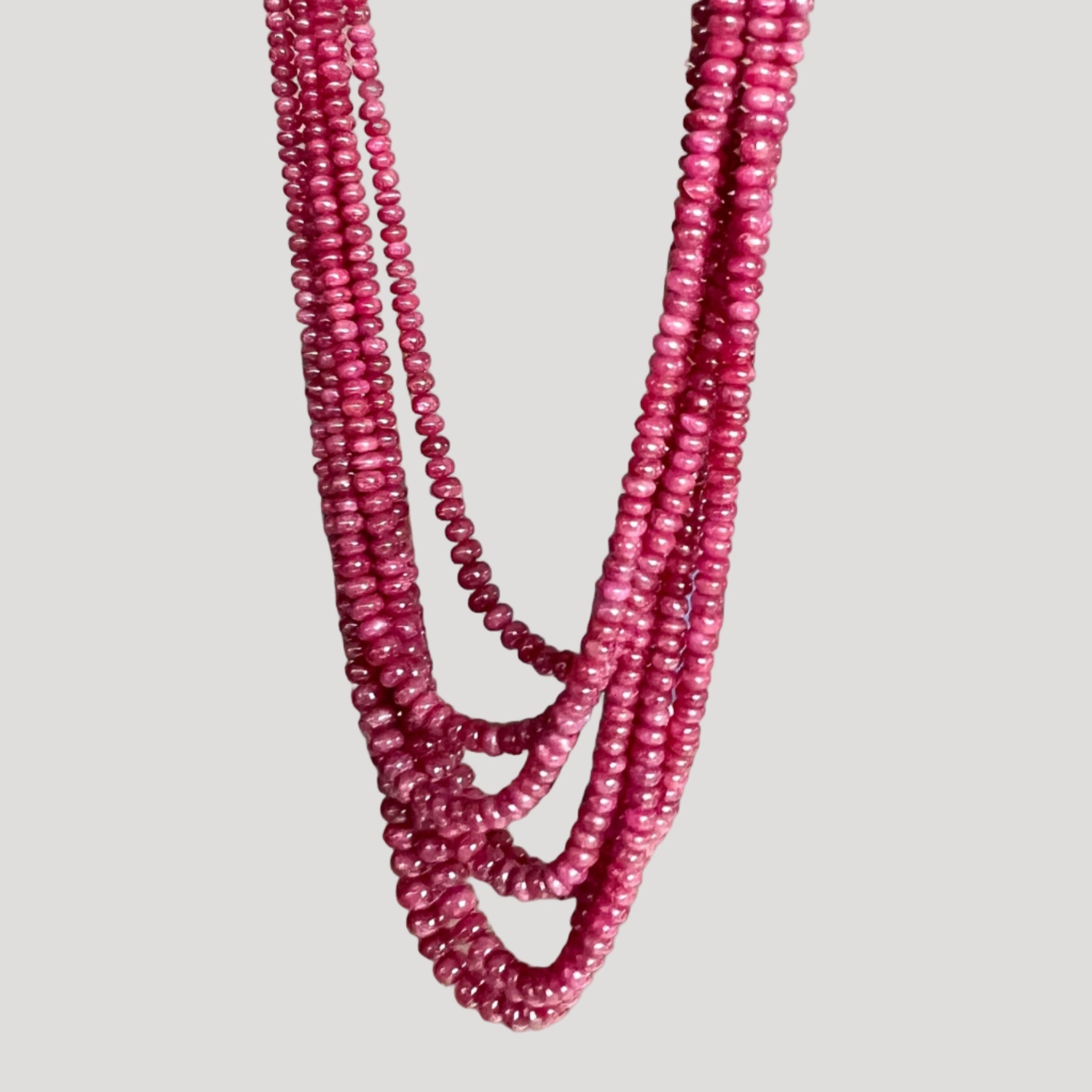 Multi-row Necklace of ruby beads