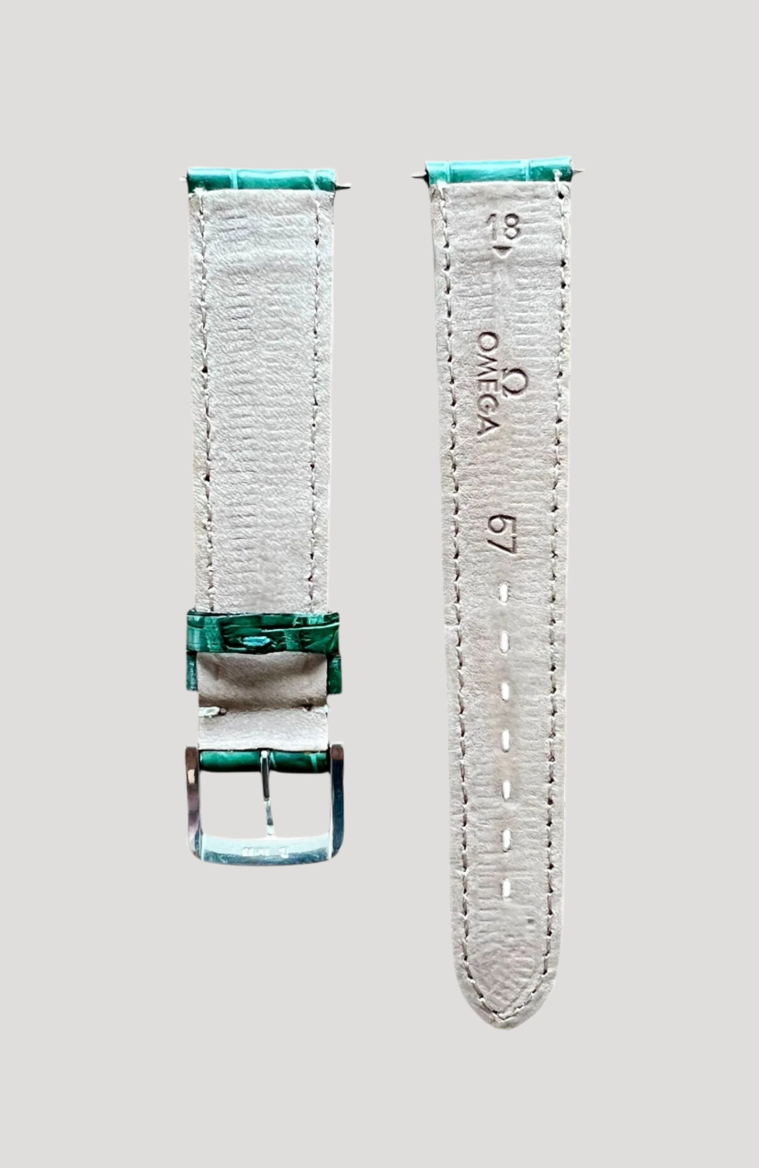Omega Green Croco Leather Bracelet with Stainless Steel Buckle