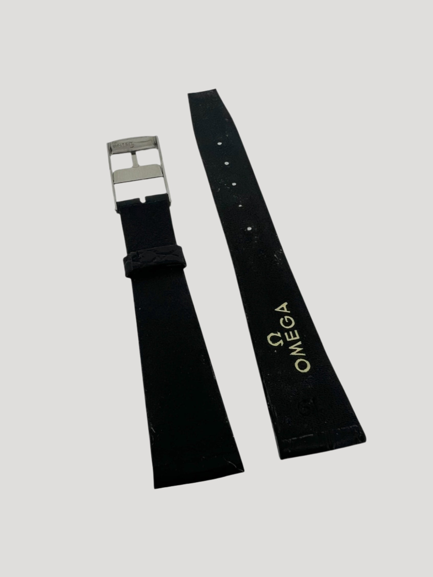 Omega New Black Croco Leather Bracelet/Band/Strap 19 mm with steel buckle