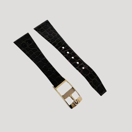 Omega New Brown Croco Leather Bracelet/Band/Strap 19 mm with golden buckle