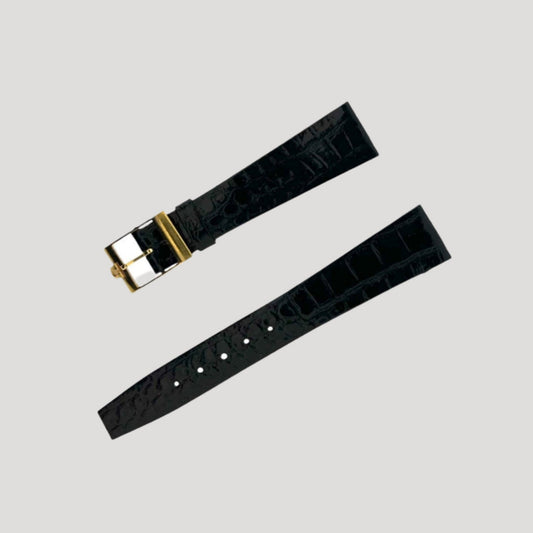 Omega Croco&nbsp; Black Leather Bracelet&nbsp;with buckle