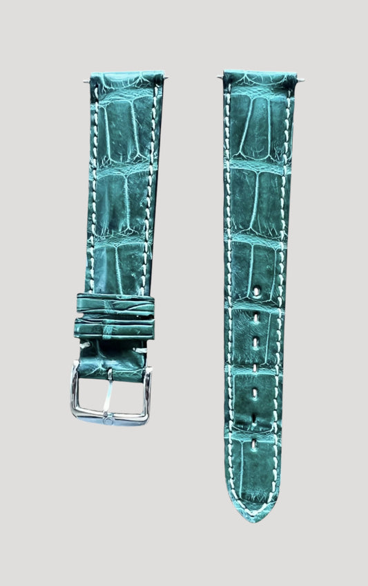 Omega Green Croco Leather Bracelet with Stainless Steel Buckle
