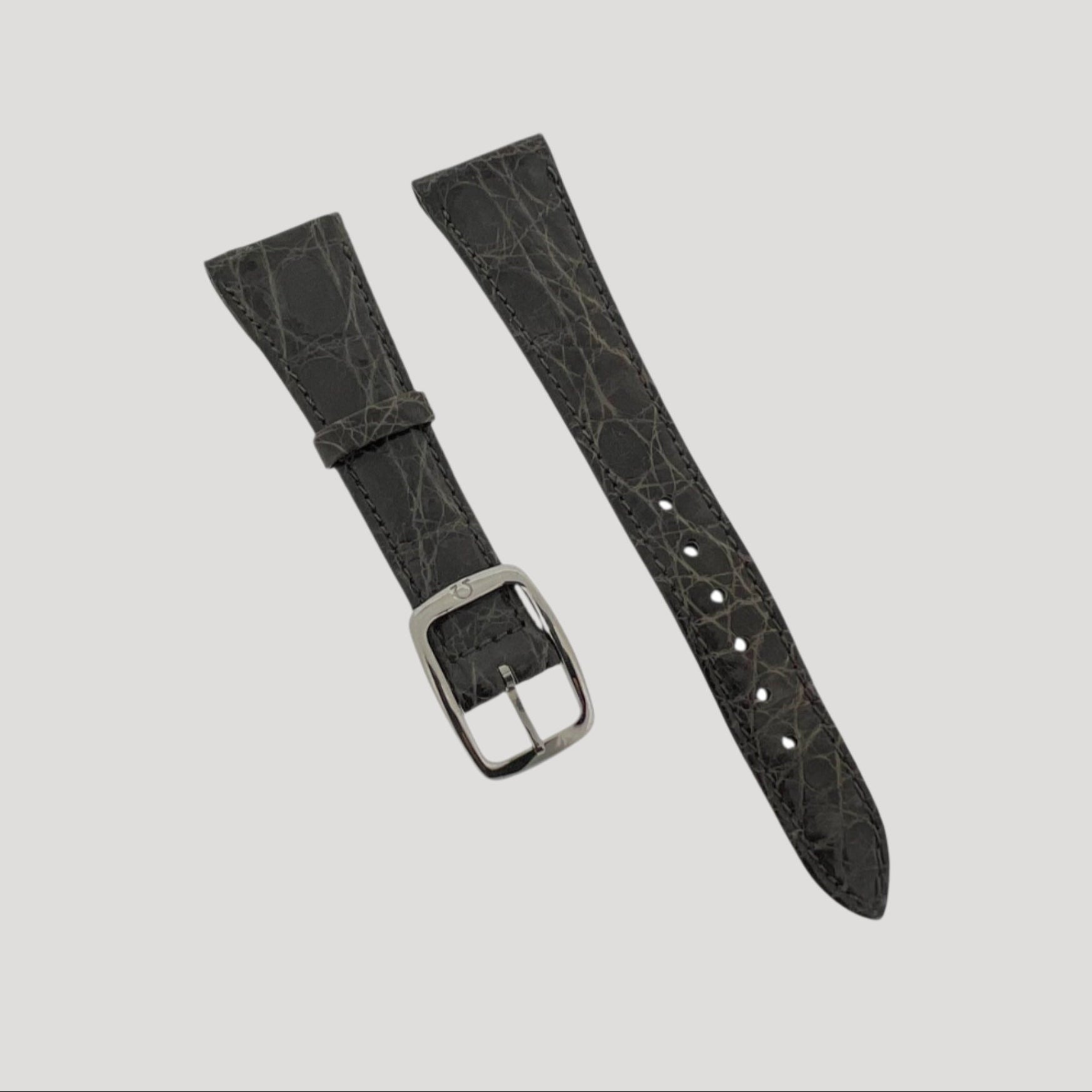 Omega Grey Croco Leather Bracelet 19 mm with its Omega steel buckle