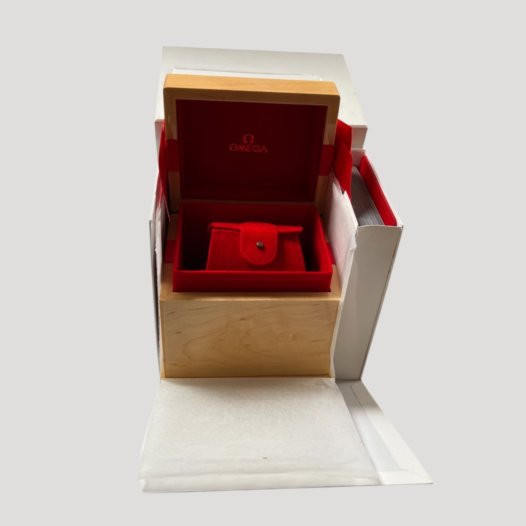 Omega NEW Lady Woden Box / Boîte / Scatola /Schachtel & travel pouch & booklet