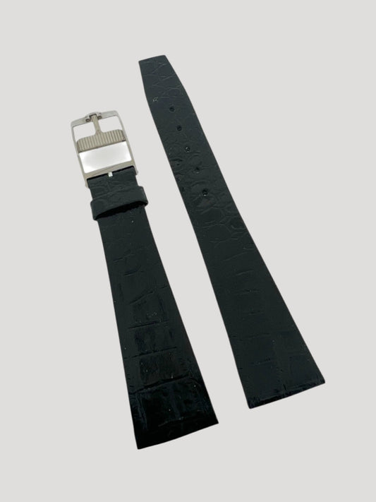 Omega New Black Croco Leather Bracelet/Band/Strap 19 mm with steel buckle