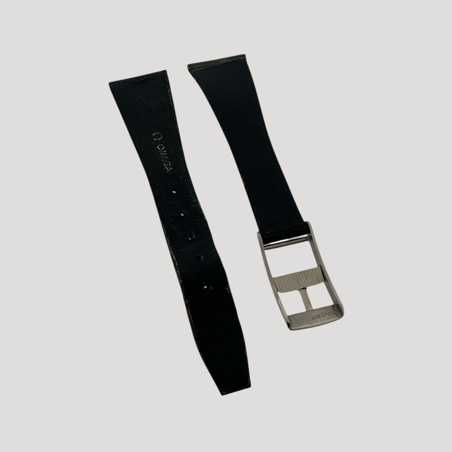 Omega New Black Croco Leather Bracelet/Band/Strap 19 mm with steel buckle