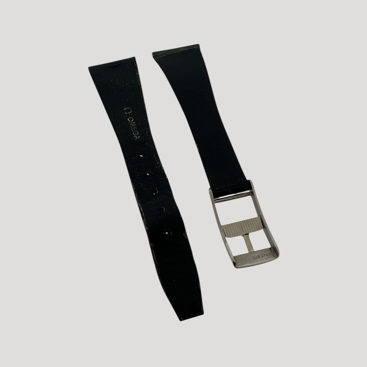 Omega New Black Croco Leather Bracelet/Band/Strap 19 mm with steel buckle
