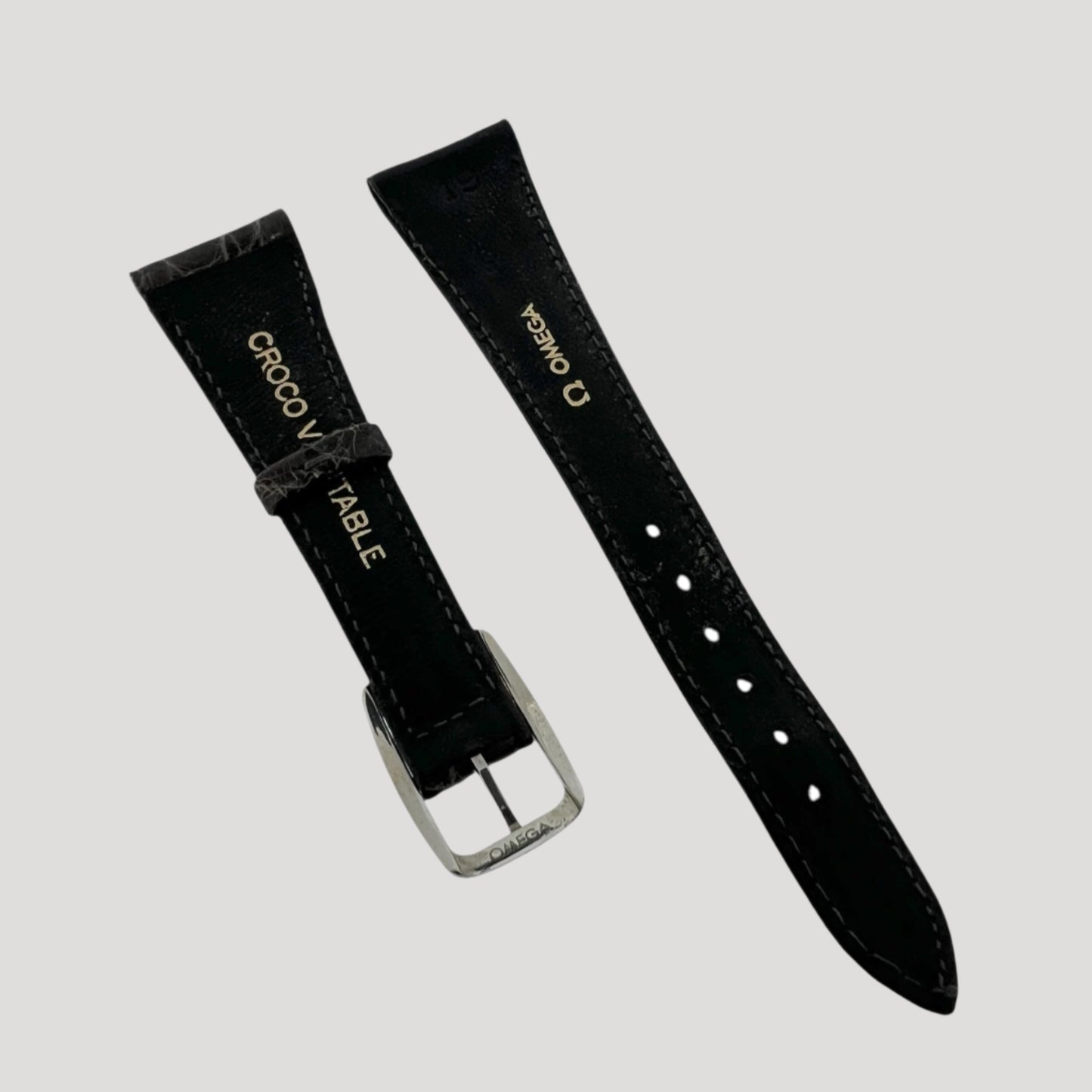 Omega New Grey Croco Leather Bracelet/Band/Strap 19 mm & steel buckle