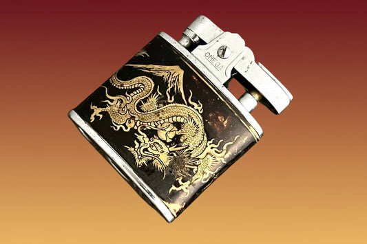Omega Vintage Lighter / Zigarettenanzünder / Allume-cigarette with Dragon Theme Rare