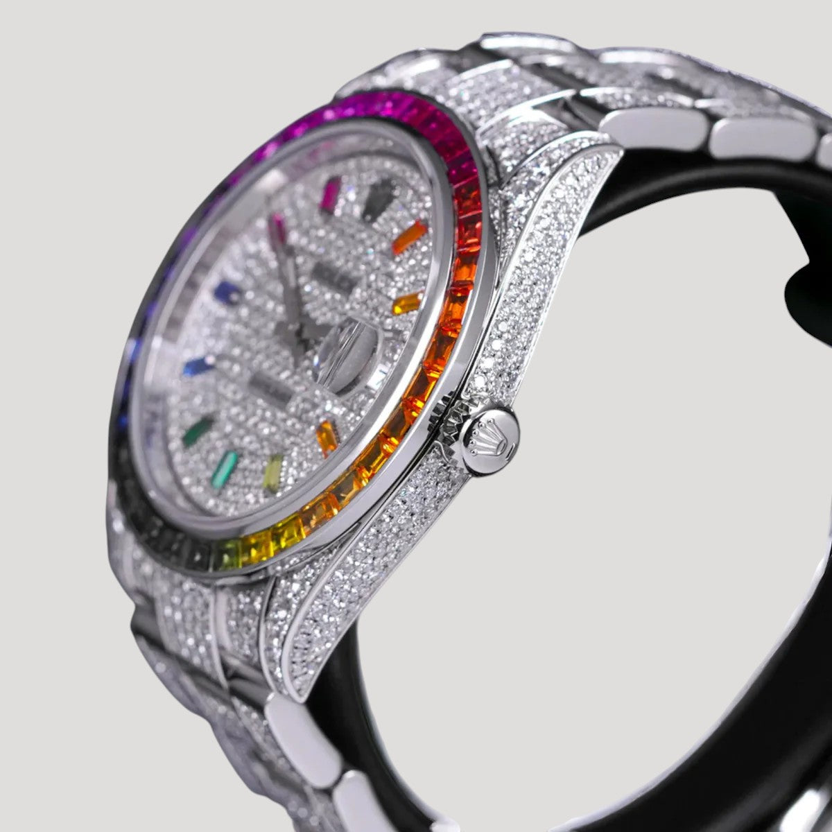 Rolex Datejust 41 Oyster Iced Out Rainbow Custom Diamond Set 126300 New Full Set