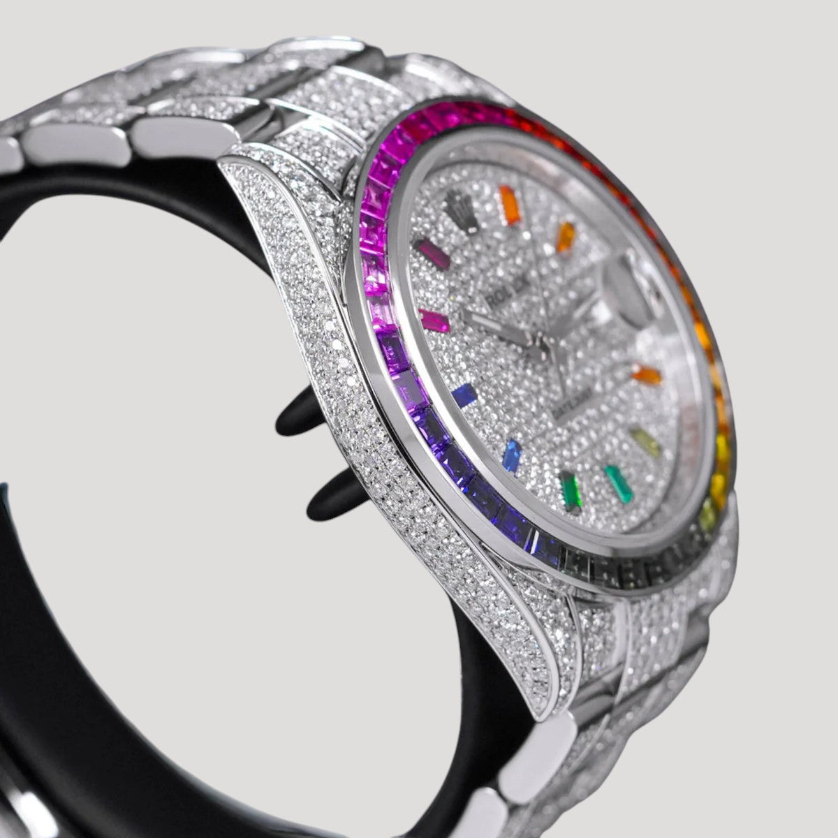 Rolex Datejust 41 Oyster Iced Out Rainbow Custom Diamond Set 126300 New Full Set