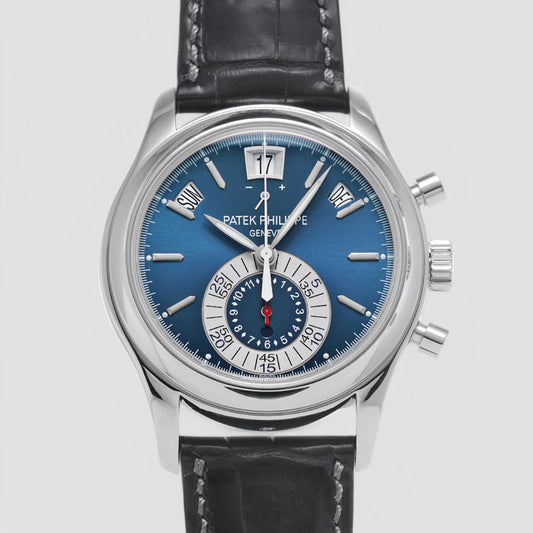 Patek Philippe Annual Calendar Chronograph Platinum Blue Dial 5960P-015 New Full Set
