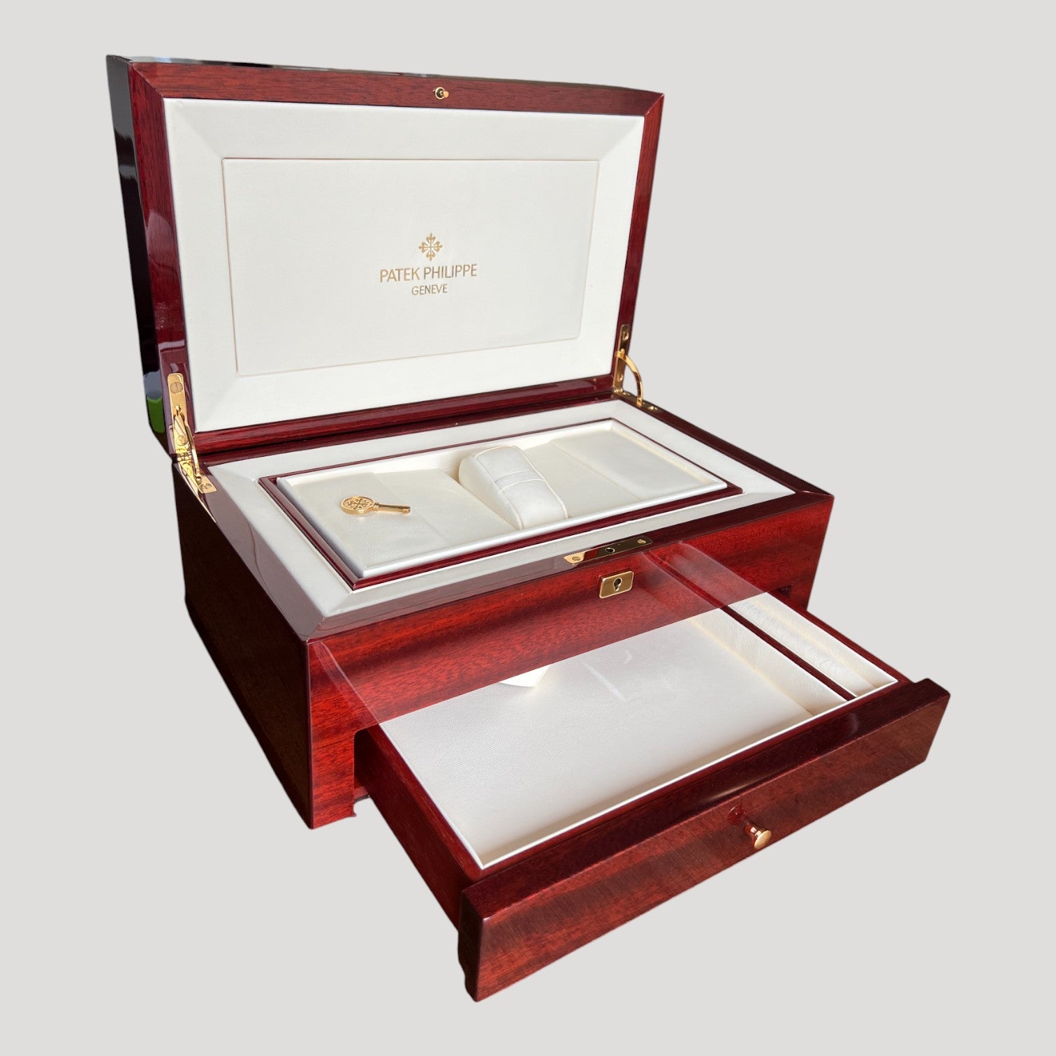 Patek Philippe Large Double Deck Wood Box / Boîte /Uhrenbox Complication Perpetual Extremly Rare