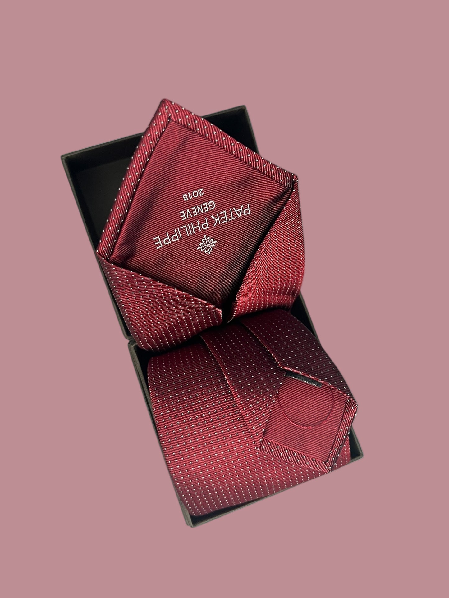 Patek Philippe Tie in Bordeaux Silk, in its Patek box