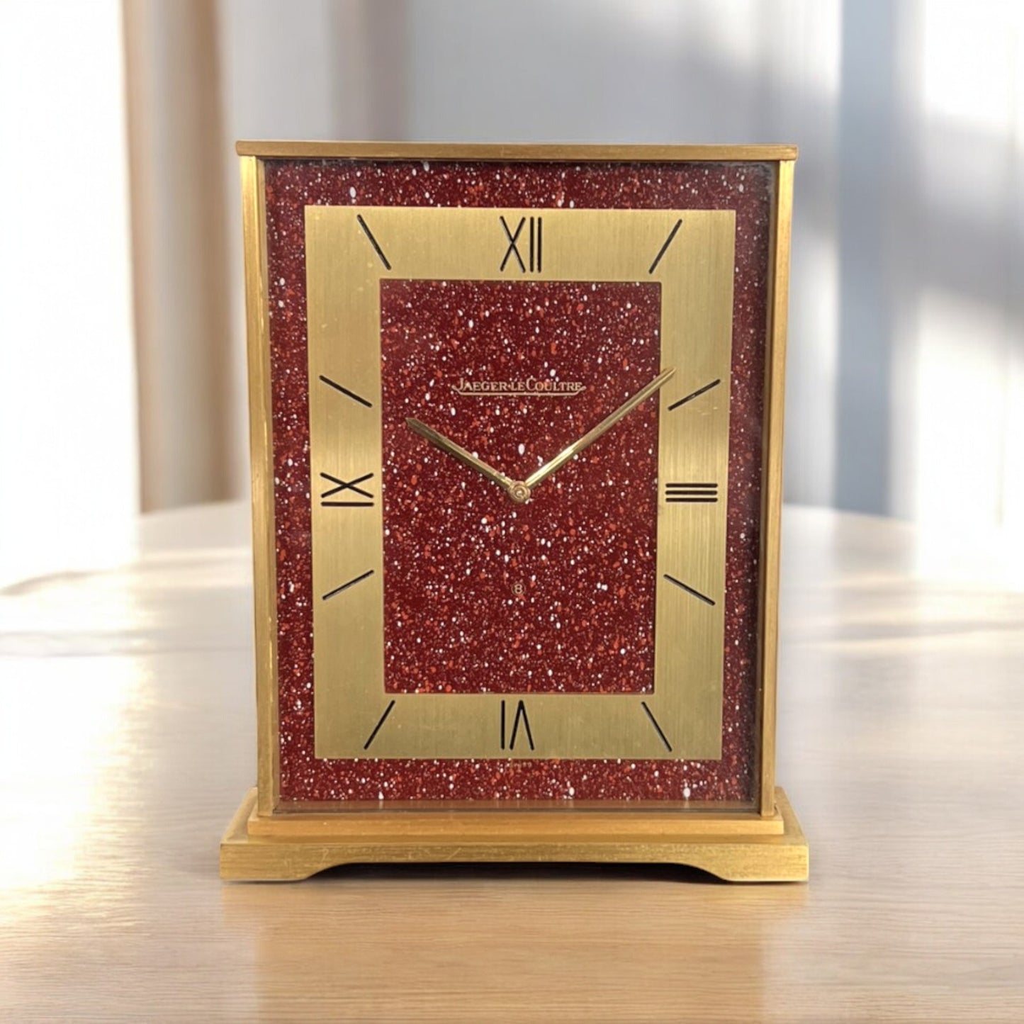 Jaeger-LeCoultre Rare 8 Day Desk Clock Uhr Horloge Red 1960'