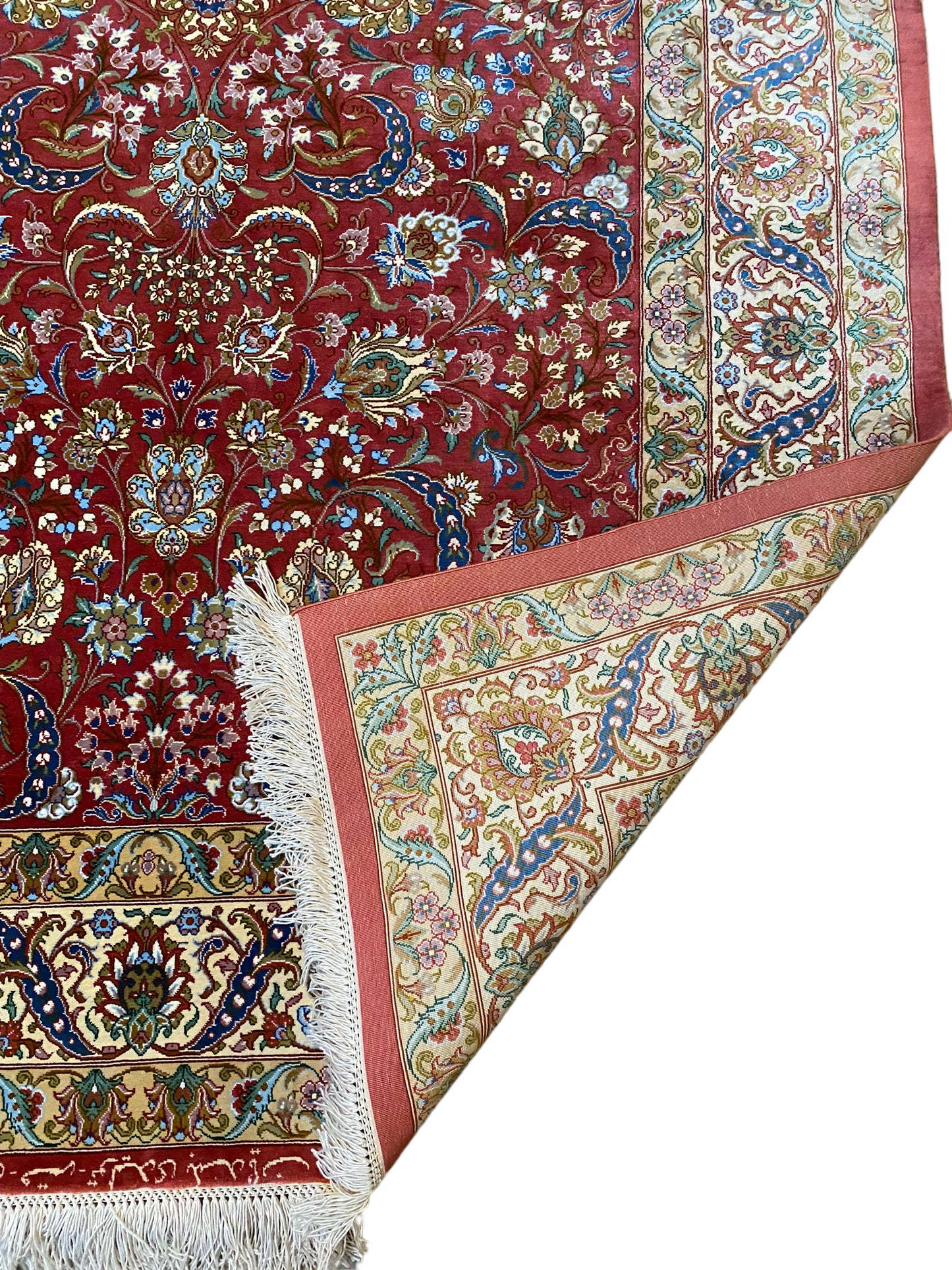 Ancient Ghom silk carpet/ tapis/ teppich, Iran 20c, signed