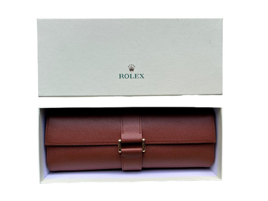 Rolex New Rare Brown Leather Etui/ Travel Pouch/ Case several watches