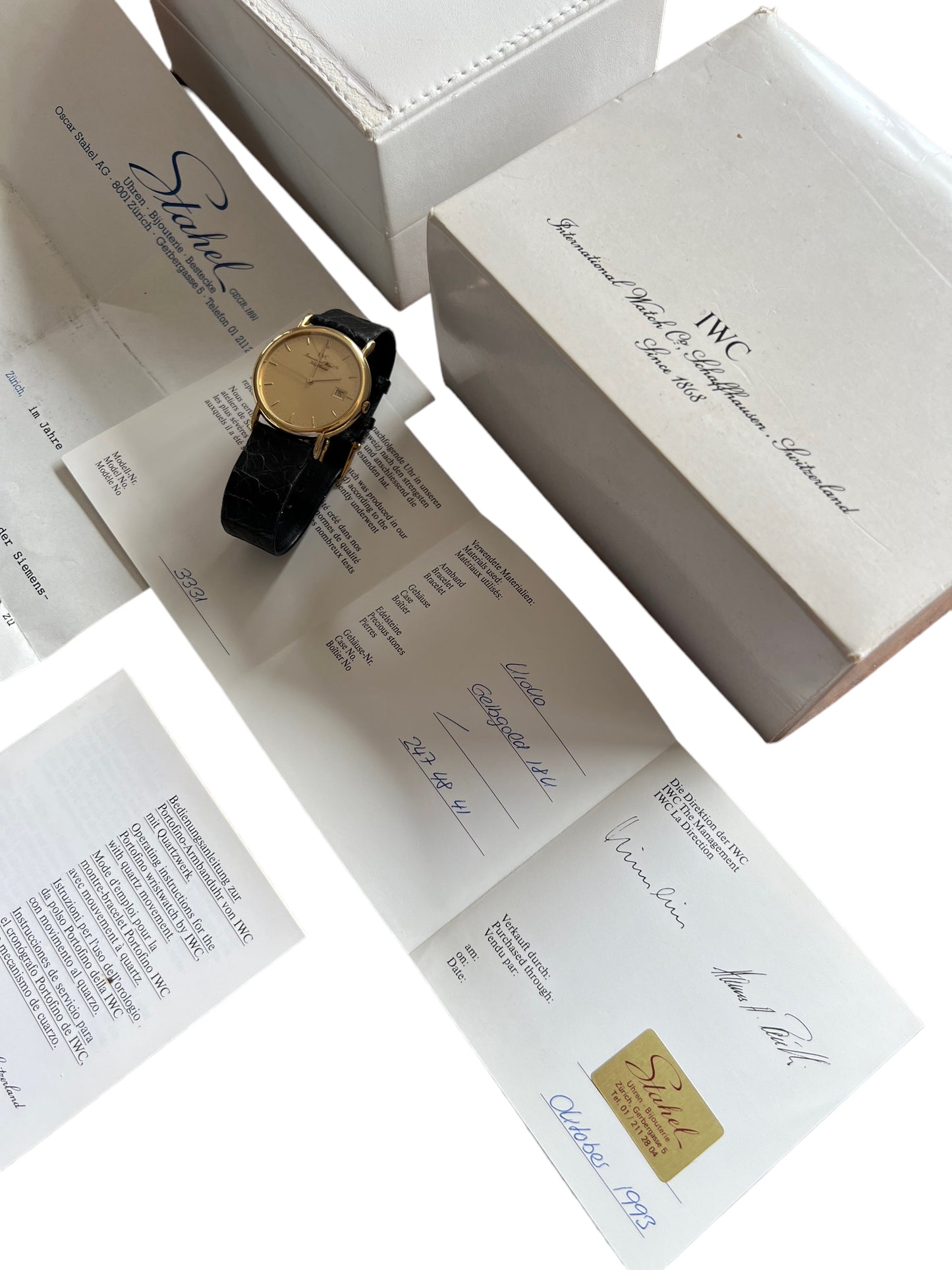 IWC Vintage 18k Gold ultra thin Full Set 1993