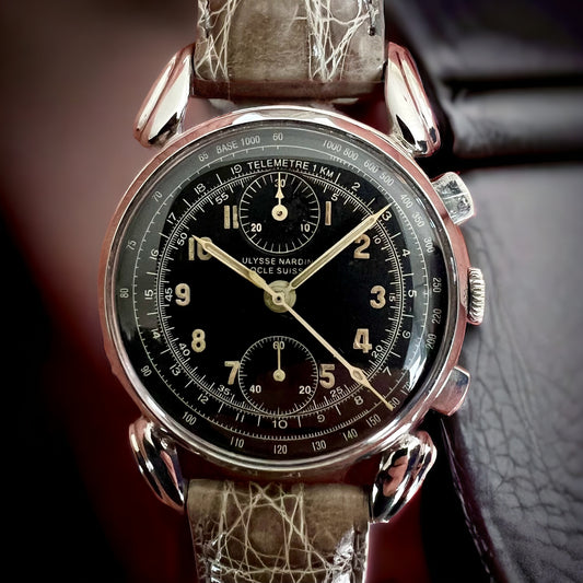 Vintage Large Jumbo Ulysse Nardin Chronograph / Fancy Lugs Rare'